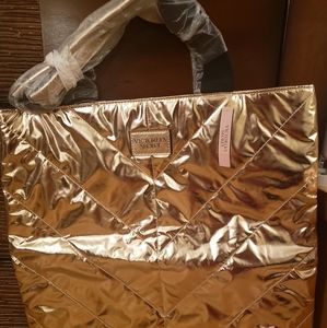 Victorias secret gold metallic tote